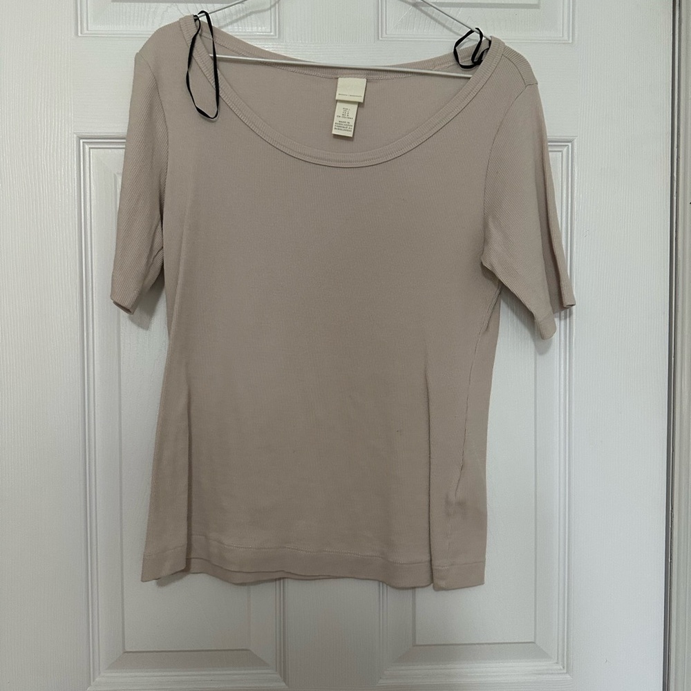 H&M Basics Light Pink Ribbed Tee